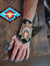 Load image into Gallery viewer, S'S  southewest tooled  leather cuff with suede fringe