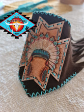 Load image into Gallery viewer, S'S  southewest tooled  leather cuff with suede fringe