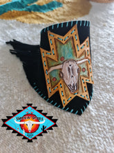 Load image into Gallery viewer, S'S  southewest tooled  leather cuff with suede fringe