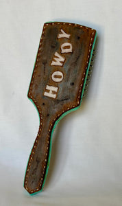 Smokin’Cactus tooled leather hairbrush