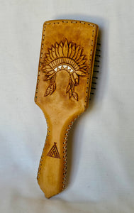 Smokin’Cactus tooled leather hairbrush