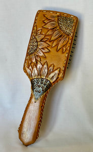 Smokin’Cactus tooled leather hairbrush