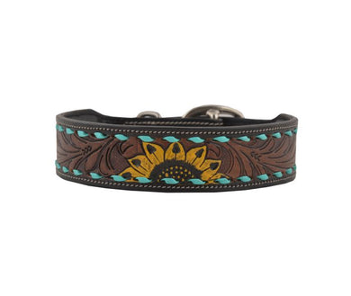 SCENIC HAND-TOOLED LEATHER DOG COLLAR