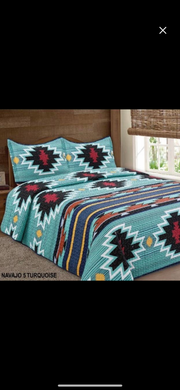 Turquoise Navajo  3pc Quilt