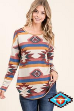 Load image into Gallery viewer, Ladies ‘Aztec trail’ long sleeve top