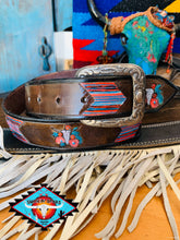 Load image into Gallery viewer, Smokin’Spurs ‘southwestern patina’ belt.🔸🔅🔻🔺