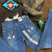 Load image into Gallery viewer, Cowgirl Hardware ‘CACTUS ’ Jean light denim.
