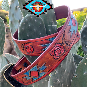 Smokin’Spurs ‘southwestern patina’ AZTEC ROSE  small belt.🔸🔅🔻🔺