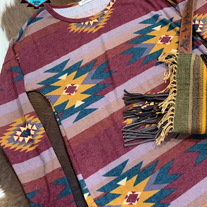 Ladies ‘Aztec trail’ long sleeve top