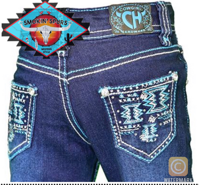 Cowgirl Hardware ‘BLUE AZTEC’ toddler jean